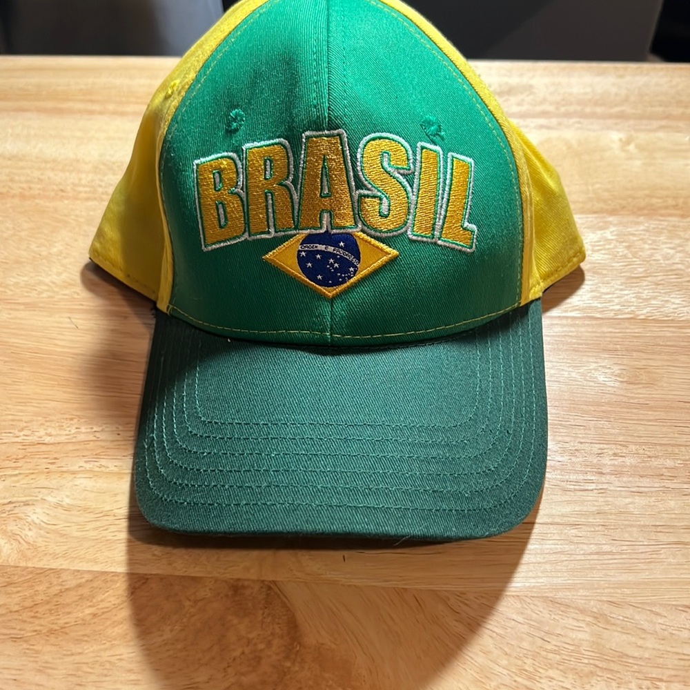 Green and Yellow Brazil adjustable strapped hat, never worn.